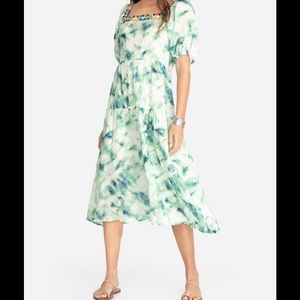 Johnny Was Jade Marble Puff Sleeve MIDI dress size XL